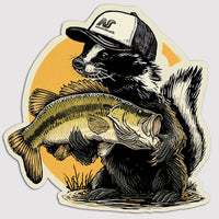 "STANKY" THE SKUNK WITH LARGEMOUTH BASS DIE CUT STICKER